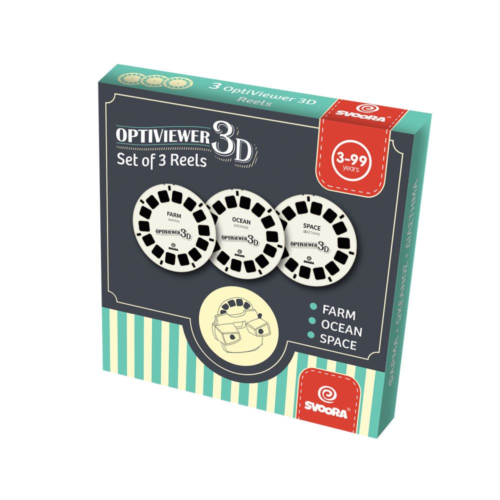 Ensemble de disques optiviewer 3D. ferme, océan,
