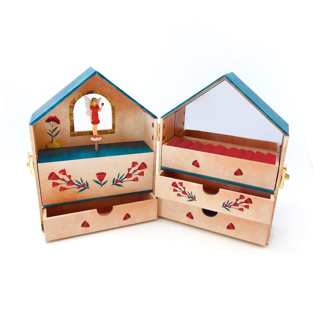 Boîte à bijoux avec maison de fée musicale. 4+