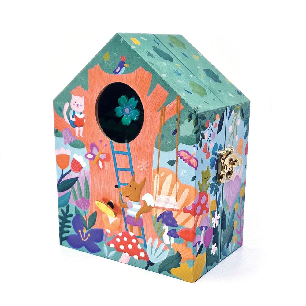 Boîte à bijoux avec cabane dans les arbres à musique. 4+
