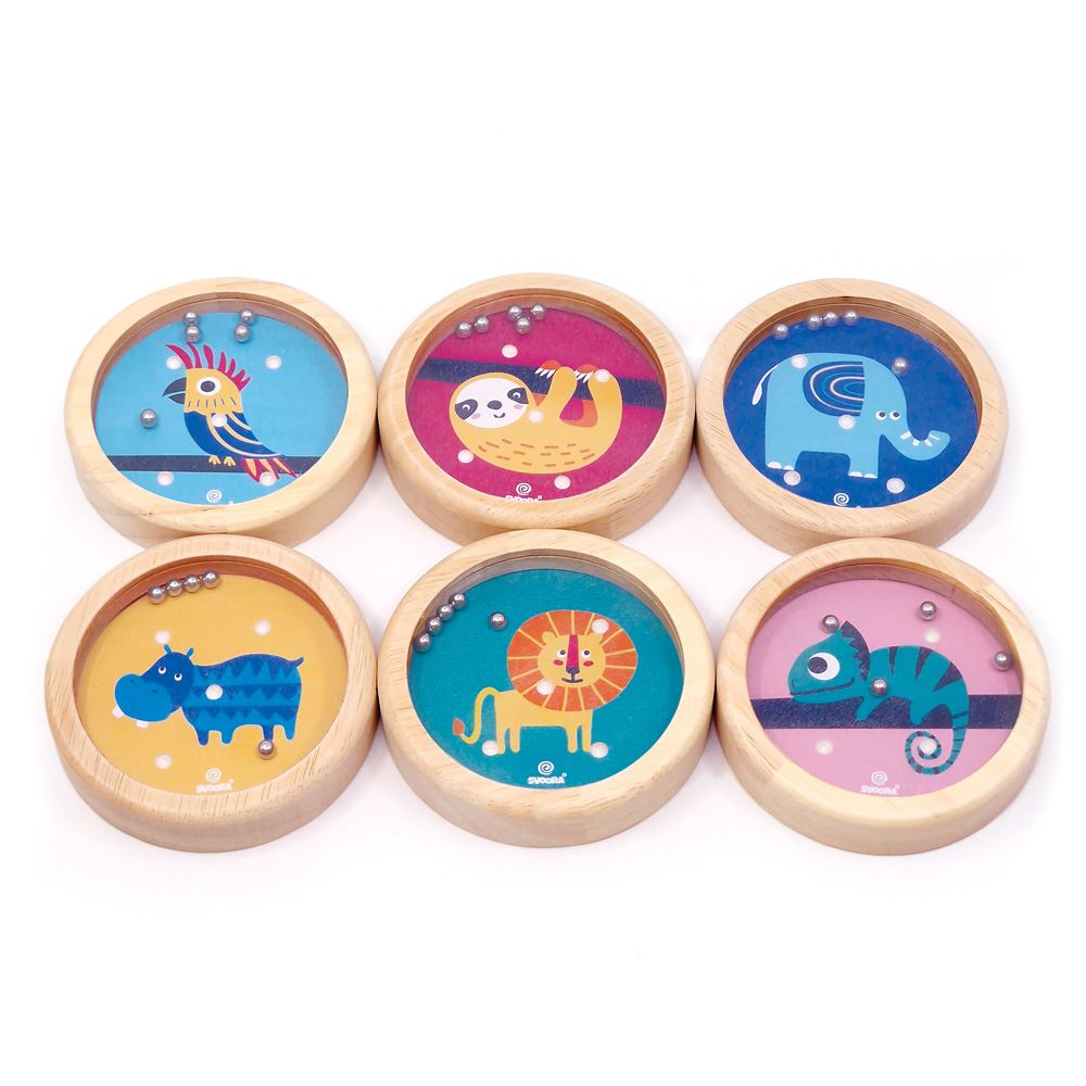 Dsp. jeu d'équilibriste en bois animaux 6 culs.