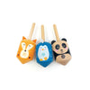 Dsp. toupie en bois panda, renard et pingouin. 2