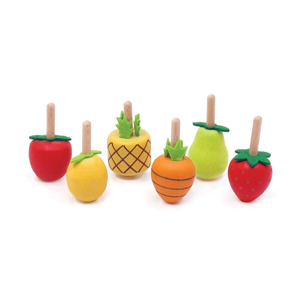 Dsp. fruit de toupie en bois. 6 modèles. 24 secondes