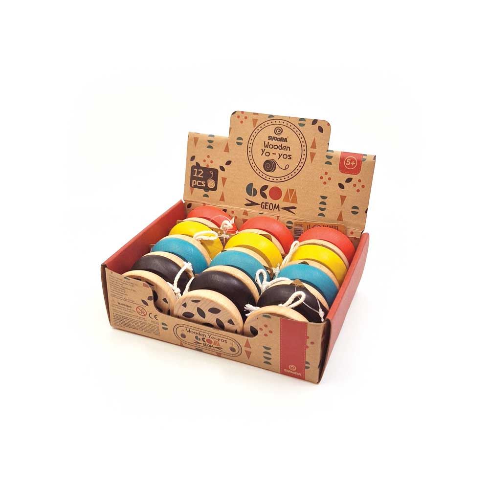 Dsp. yoyos en bois. géom. 4 culs 6+