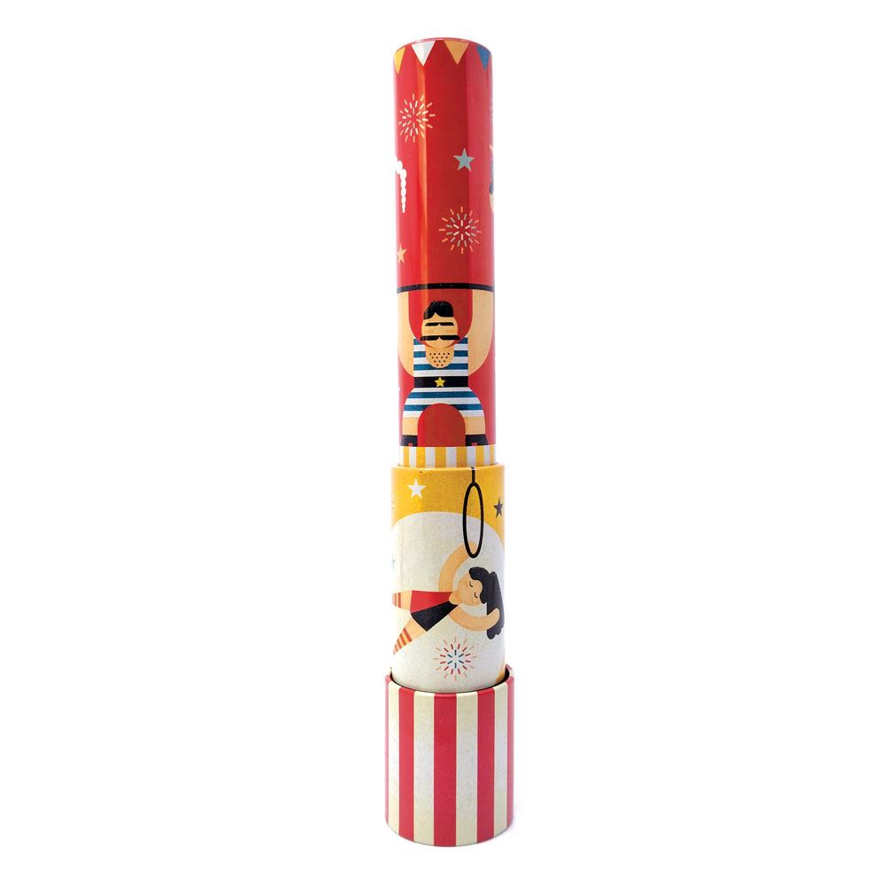 Boîte kaléidoscope, cirque rouge jaune.3+