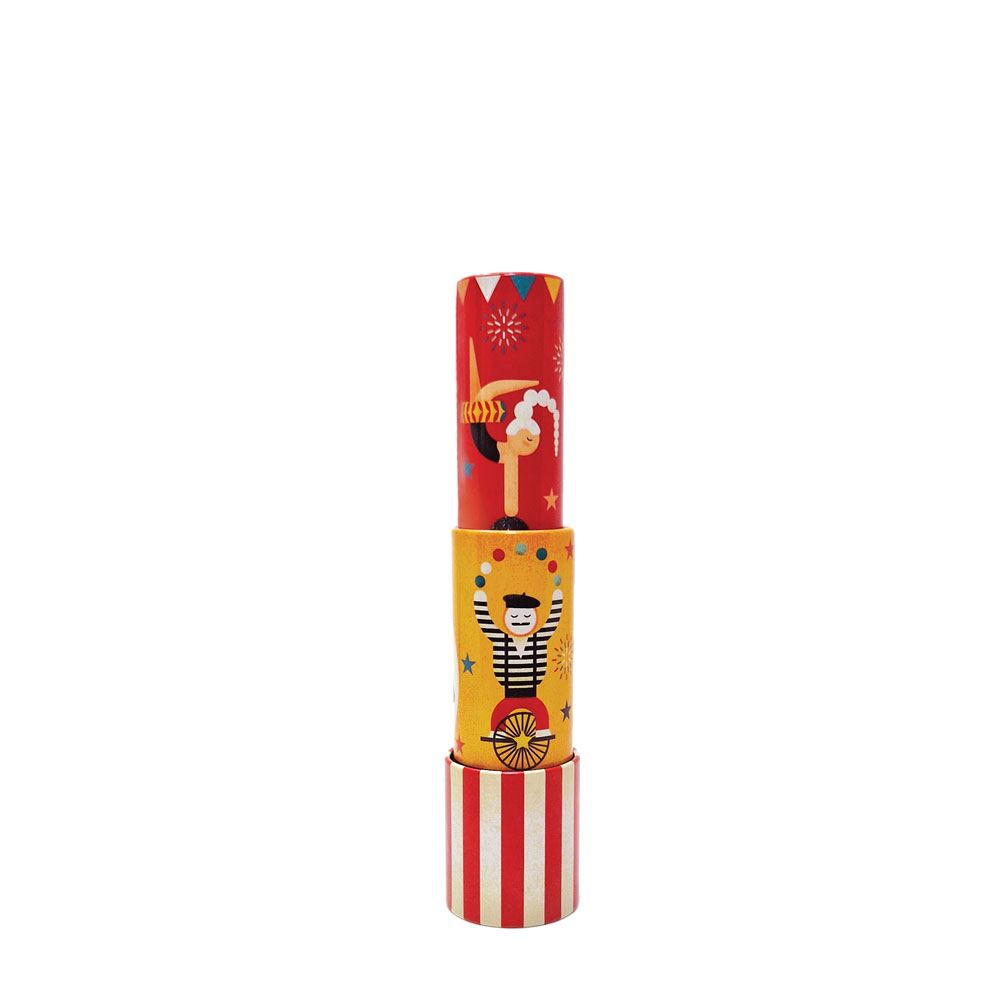 Boîte kaléidoscope, cirque rouge jaune.3+