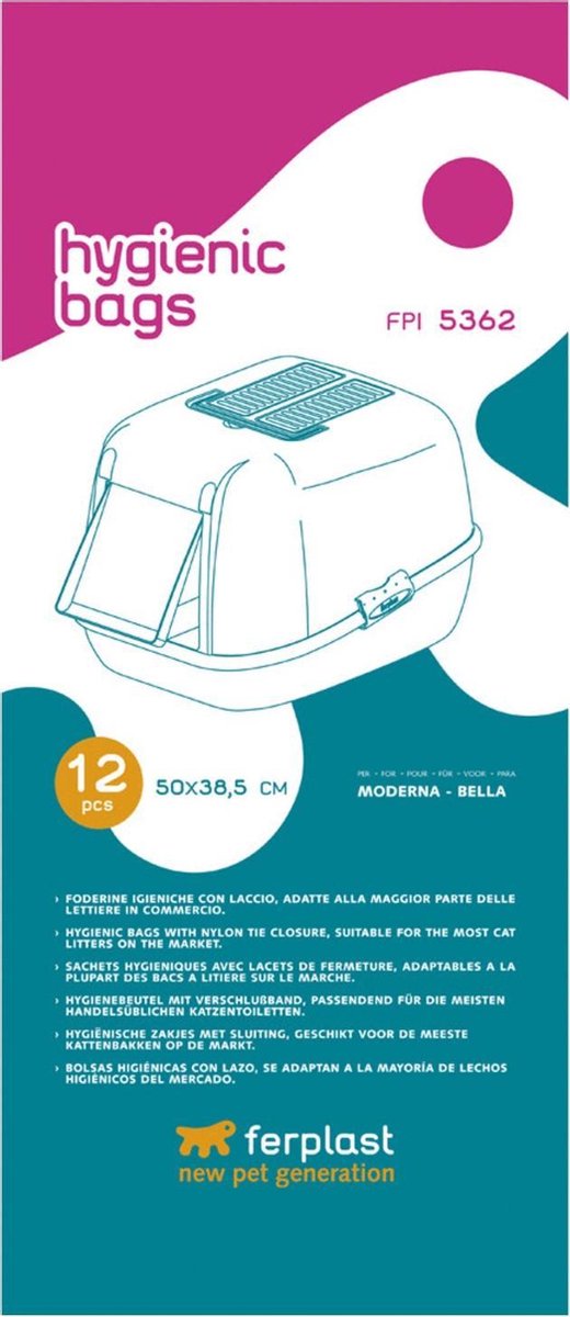 Ferplast sac à litière pour chat fpi 5362 bella 12 pièces