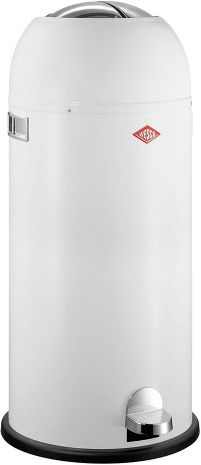 Wesco kickmaster maxi poubelle | poubelle à pédale | 40 litres | métal - blanc | poubelle - fabriquée en Allemagne