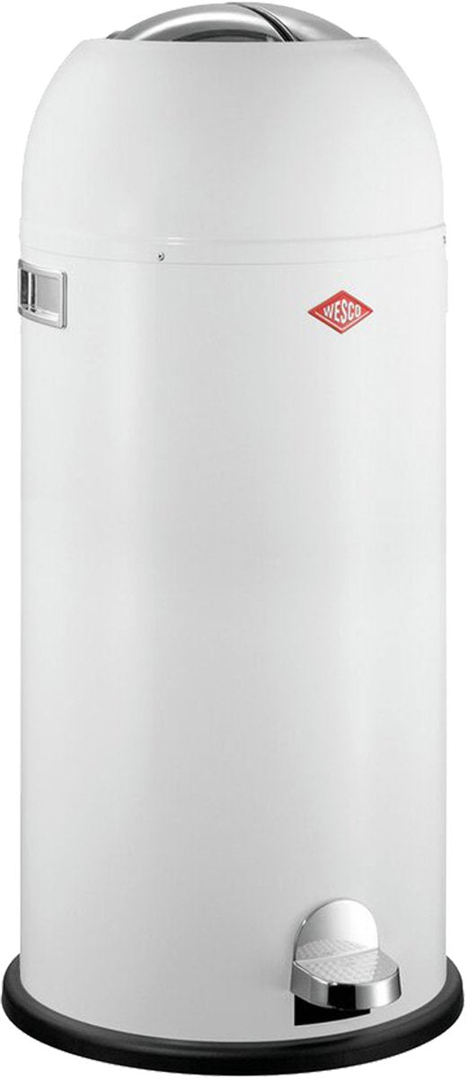 Wesco kickmaster maxi poubelle | poubelle à pédale | 40 litres | métal - blanc | poubelle - fabriquée en Allemagne