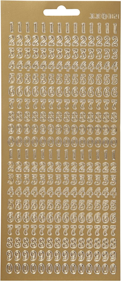 Creativ company autocollants, chiffres, feuille 10x23 cm, or, 1 feuille