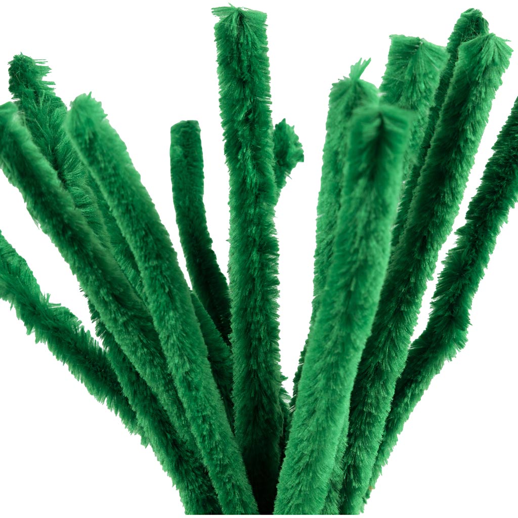 Creativ company chenille, l: 30 cm, épaisseur 15 mm, vert foncé, 15 pièces 1 boîte