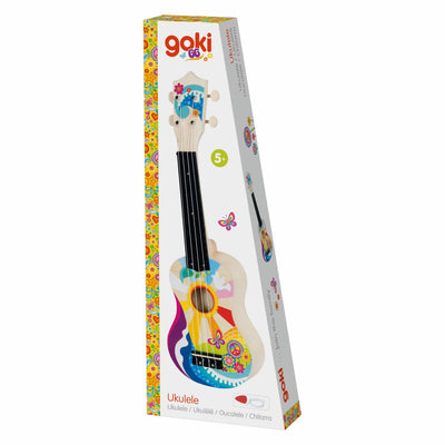 Goki ukulélé en bois flower power