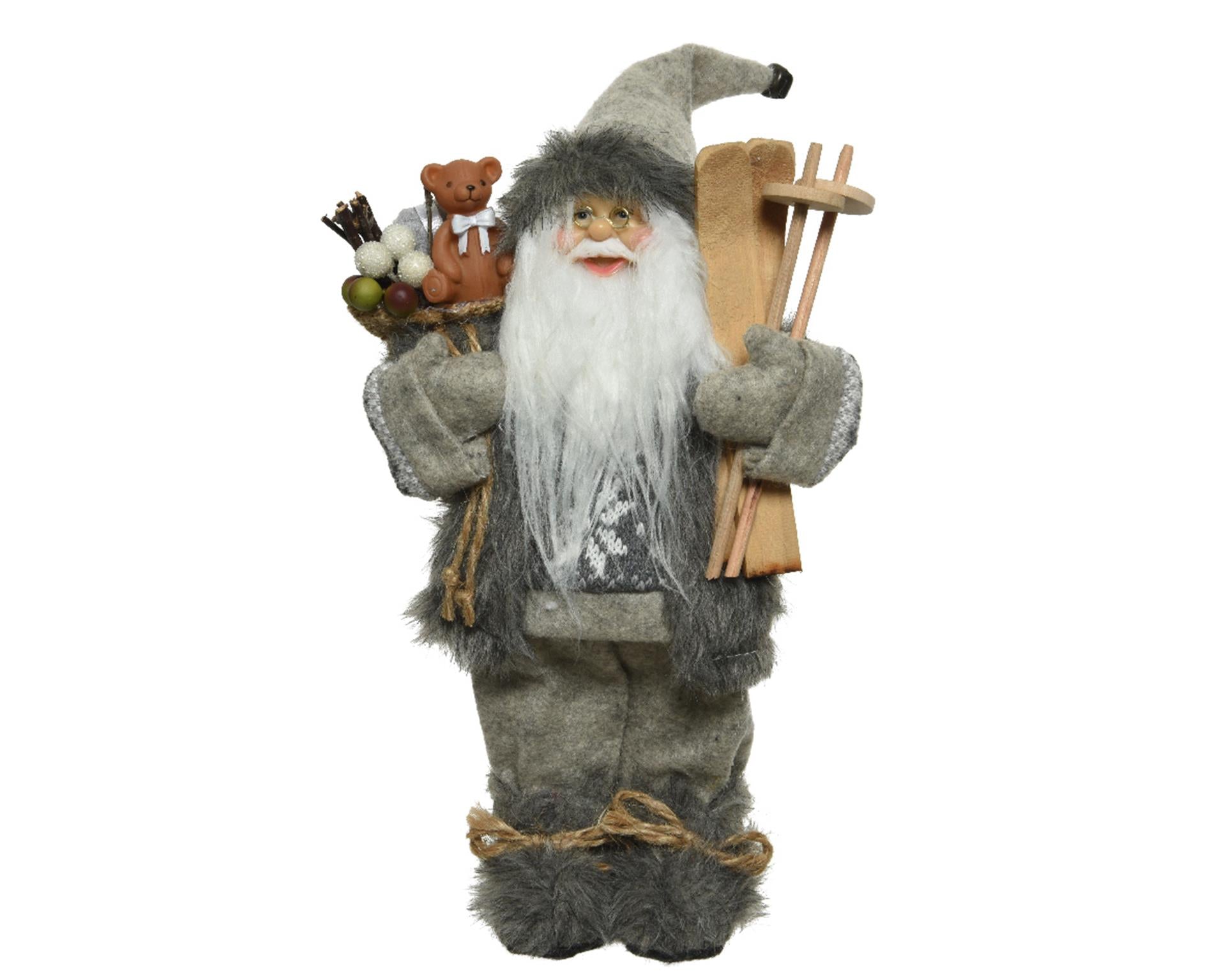 Decoris Père Noël h45cm gris polyester