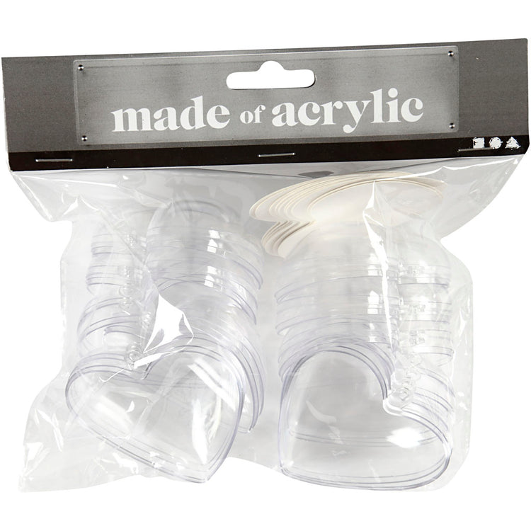 Creativ Company Deco Hart, H: 6,5 cm, transparent, 10 pièces 1 boîte
