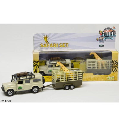 Kids Globe Die Cast Land Rover avec un semi-remorque, 29 cm