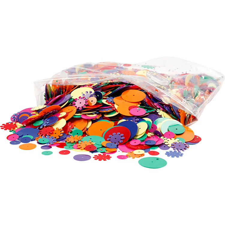 Paillettes Creativ company, rondes, taille 10-25 mm, différentes couleurs, 250 gr 1 boîte