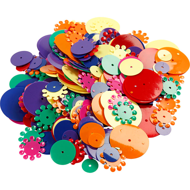 Paillettes Creativ company, rondes, taille 10-25 mm, différentes couleurs, 250 gr 1 boîte