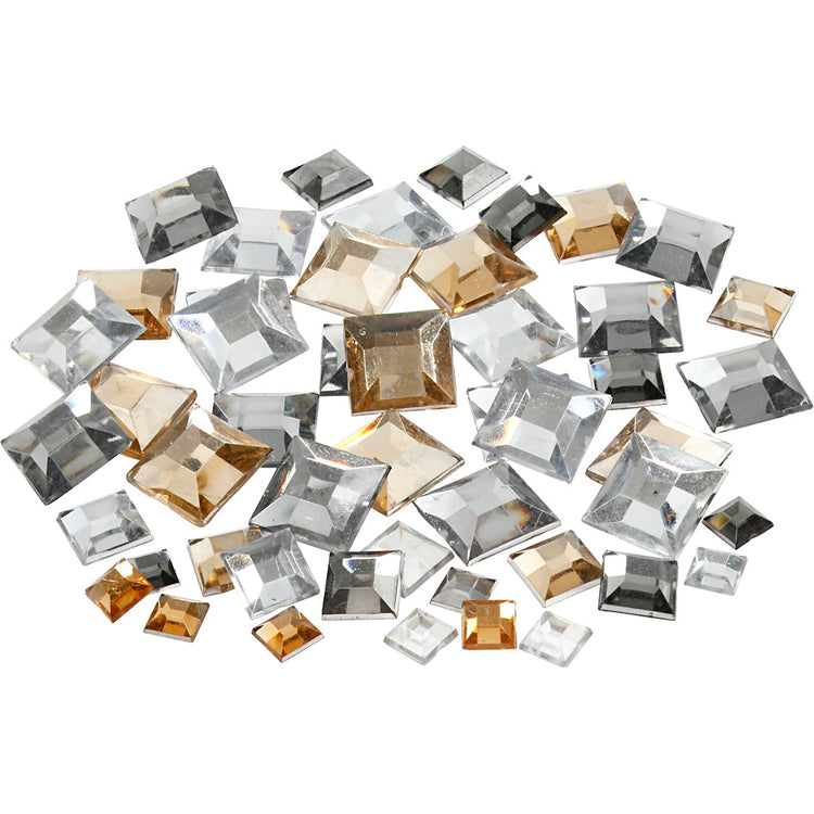 Strass Creativ company, carrés, taille 6+9+12 mm, éclat doré, 360 pièces 1 boîte