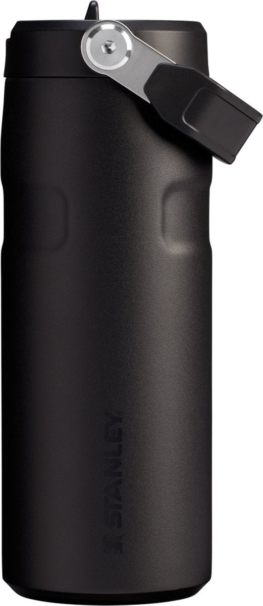 Bouteille d'eau Stanley Flip Straw 2.0 avec paille 0,47 l - 10 heures froides - 2 jours froides avec de la glace - gourde en acier inoxydable - sans BPA - étanche - passe au lave-vaisselle - noir