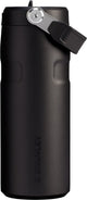 Bouteille d'eau Stanley Flip Straw 2.0 avec paille 0,47 l - 10 heures froides - 2 jours froides avec de la glace - gourde en acier inoxydable - sans BPA - étanche - passe au lave-vaisselle - noir