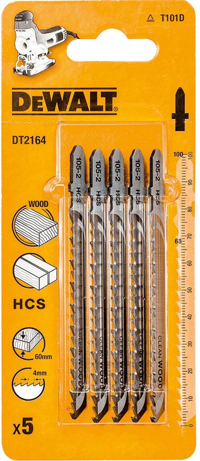 Dewalt dt2164 hcs lame de scie sauteuse propre - espacement des dents 4 mm - bois (5 pcs)