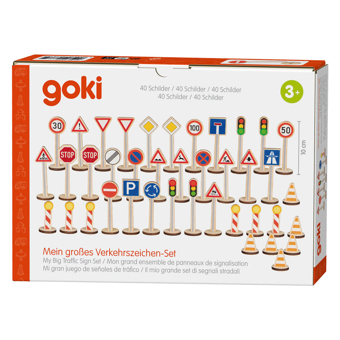Ensemble de panneaux de signalisation en bois Goki - 40 pièces.