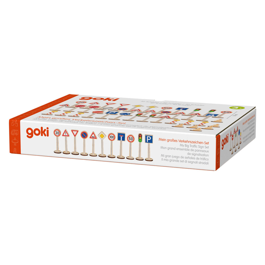 Ensemble de panneaux de signalisation en bois Goki - 40 pièces.
