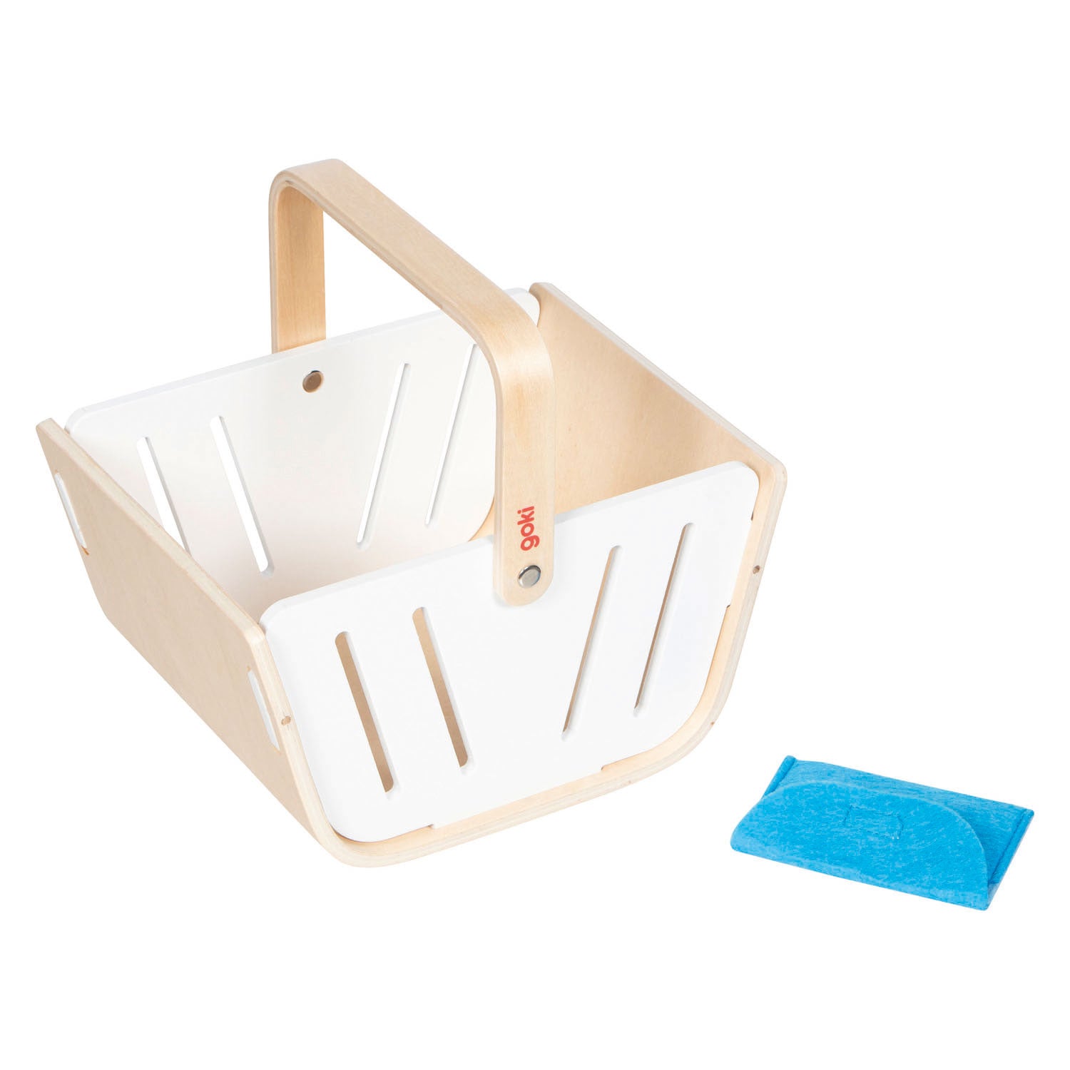 Panier de courses en bois Goki avec portefeuille en tissu