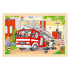 Puzzle en bois Goki - hélicoptère et camion de pompiers - 24 pcs.