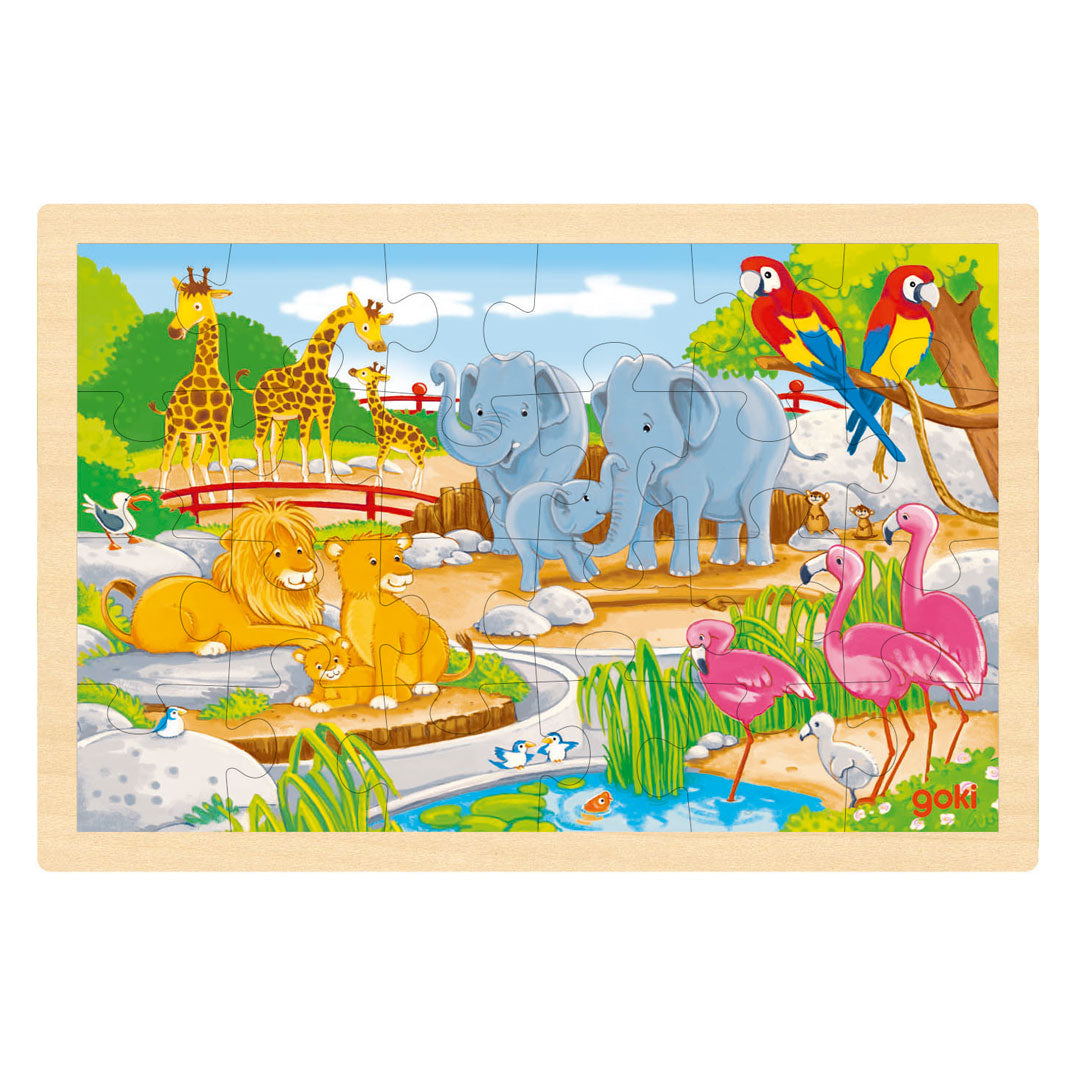 Puzzle en bois Goki - ferme et zoo - 24 pcs.