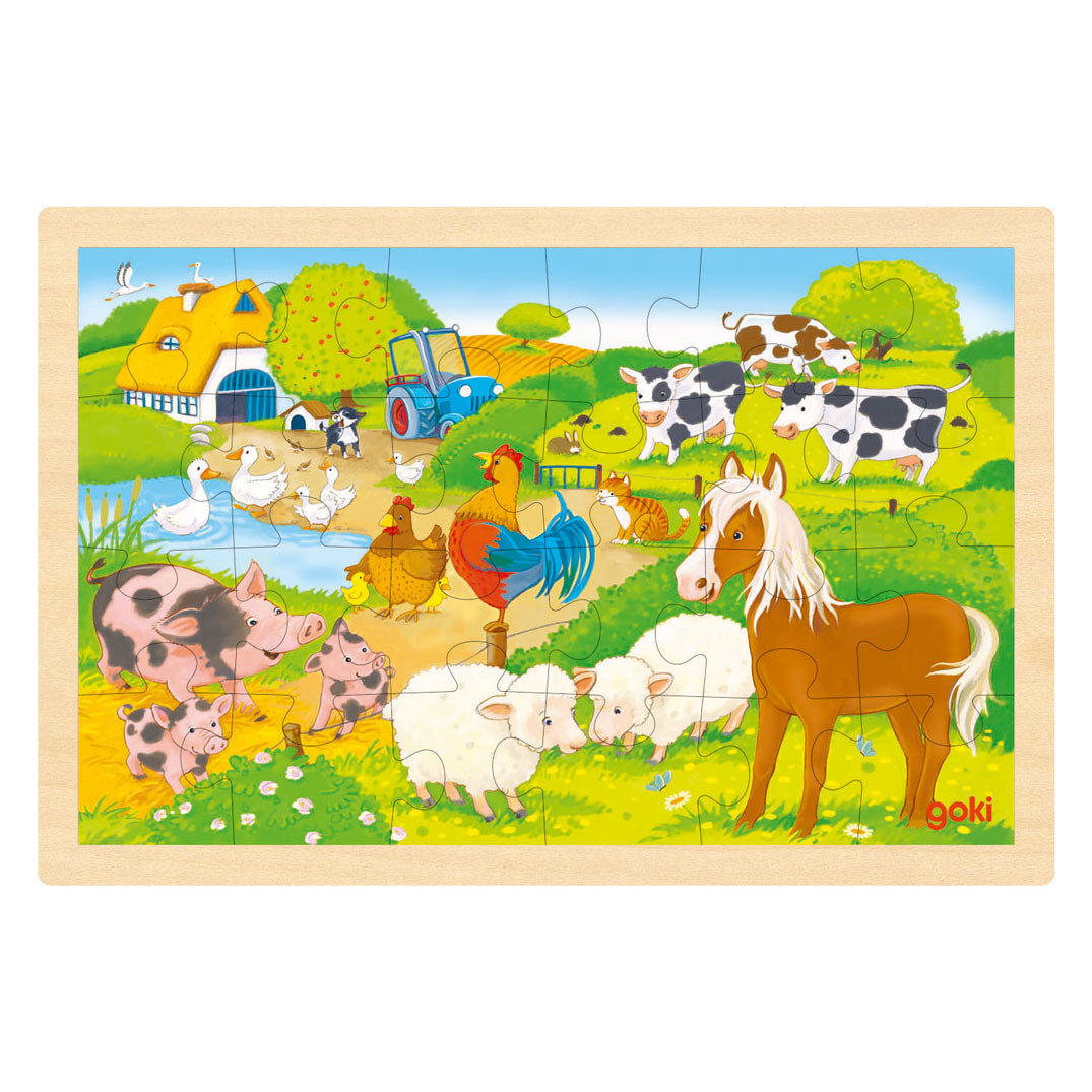 Puzzle en bois Goki - ferme et zoo - 24 pcs.