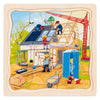 Puzzle en bois Goki à 3 couches - construction de maisons - 35 pcs.