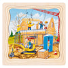 Puzzle en bois Goki à 3 couches - construction de maisons - 35 pcs.