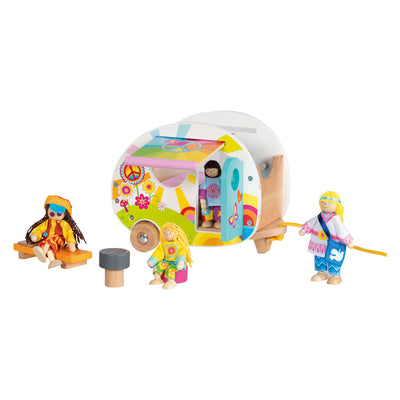 Jouets de caravane de campeurs heureux en bois Goki