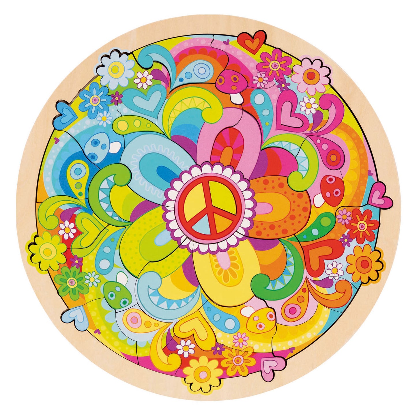 Goki puzzle en bois fleurs de mandala - 34 pièces.