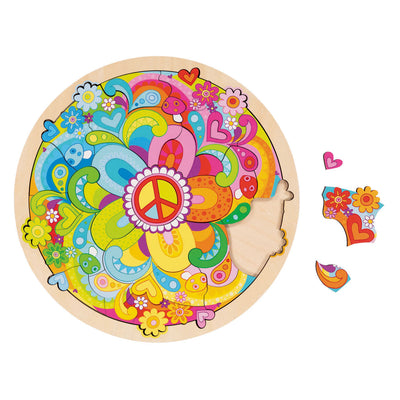 Goki puzzle en bois fleurs de mandala - 34 pièces.