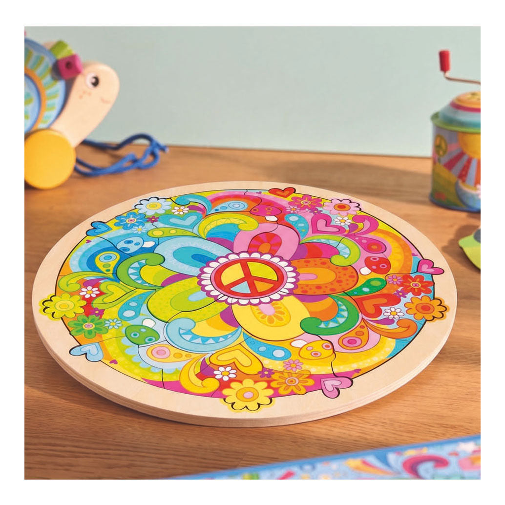 Goki puzzle en bois fleurs de mandala - 34 pièces.
