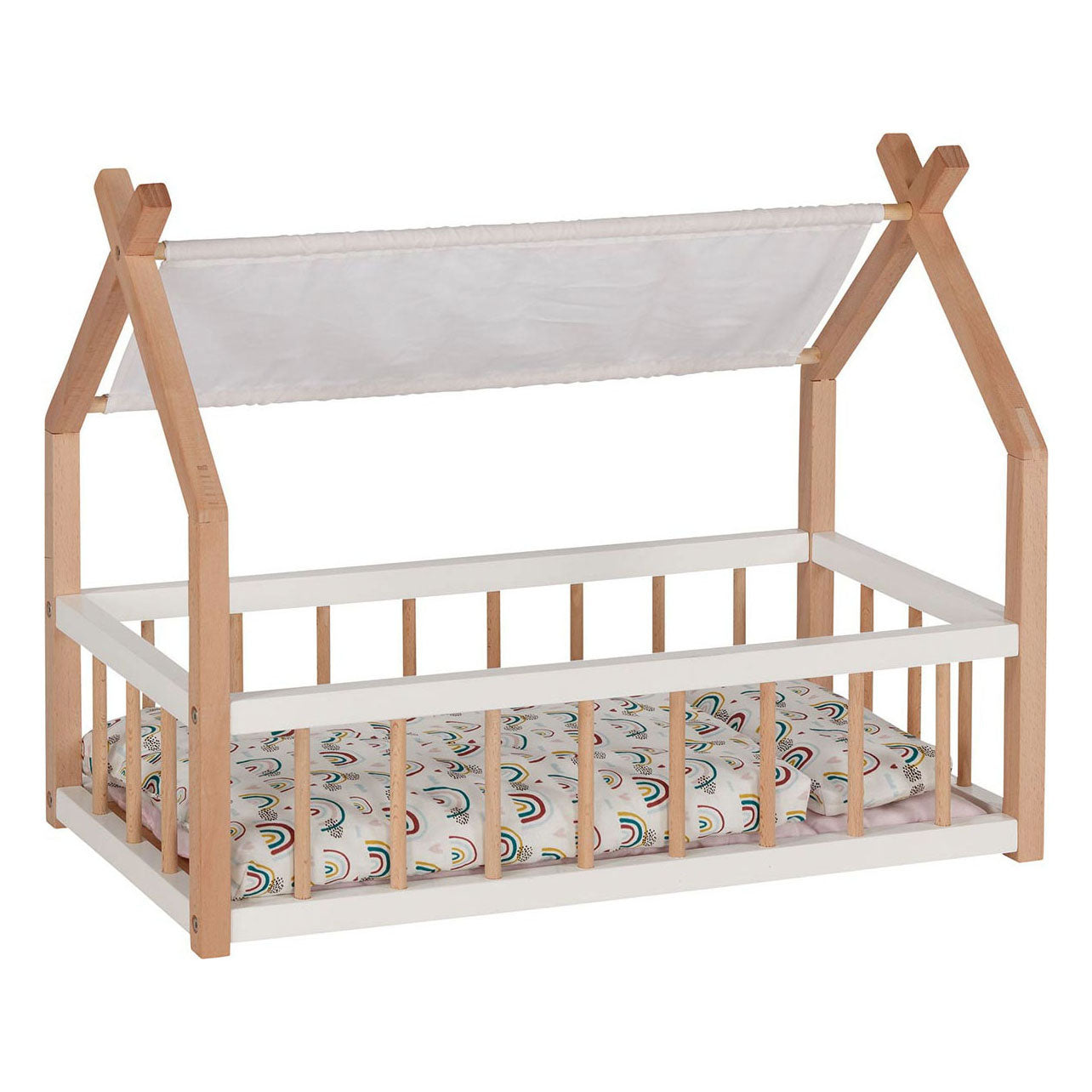 Maison de lit de poupée en bois Goki avec toit en tissu