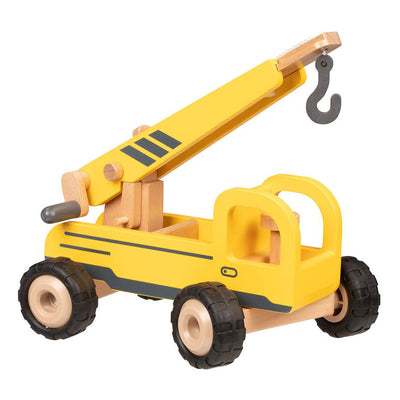 Camion de grue en bois goki jaune