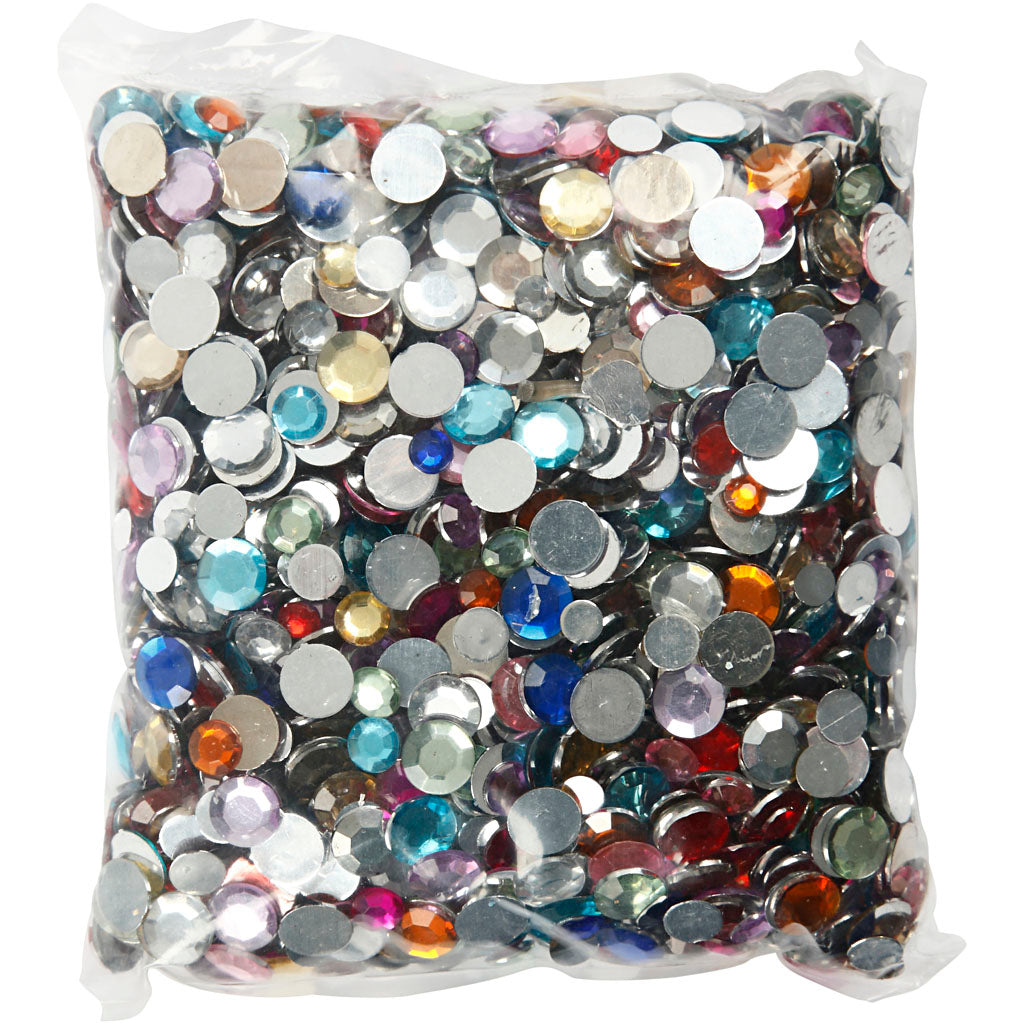 Strass Creativ company, ronds, d 6+9+12 mm, différentes couleurs, 3600 pièces 1 boîte