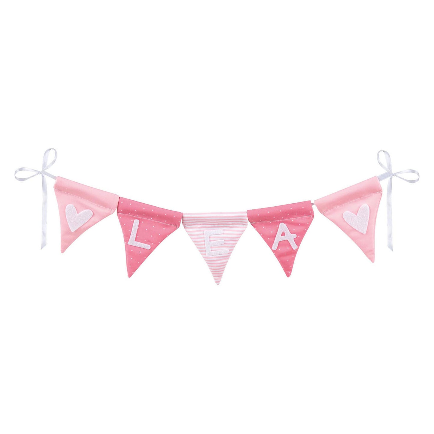 Ligne de drapeau de tissu Goki Rendre le rose avec 10 drapeaux et des caractères d'alphabet