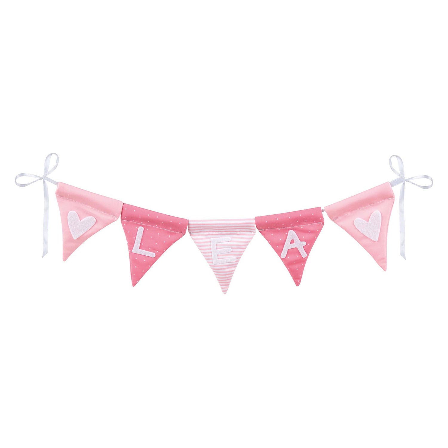 Ligne de drapeau de tissu Goki Rendre le rose avec 10 drapeaux et des caractères d'alphabet