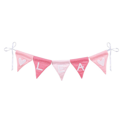 Ligne de drapeau de tissu Goki Rendre le rose avec 10 drapeaux et des caractères d'alphabet