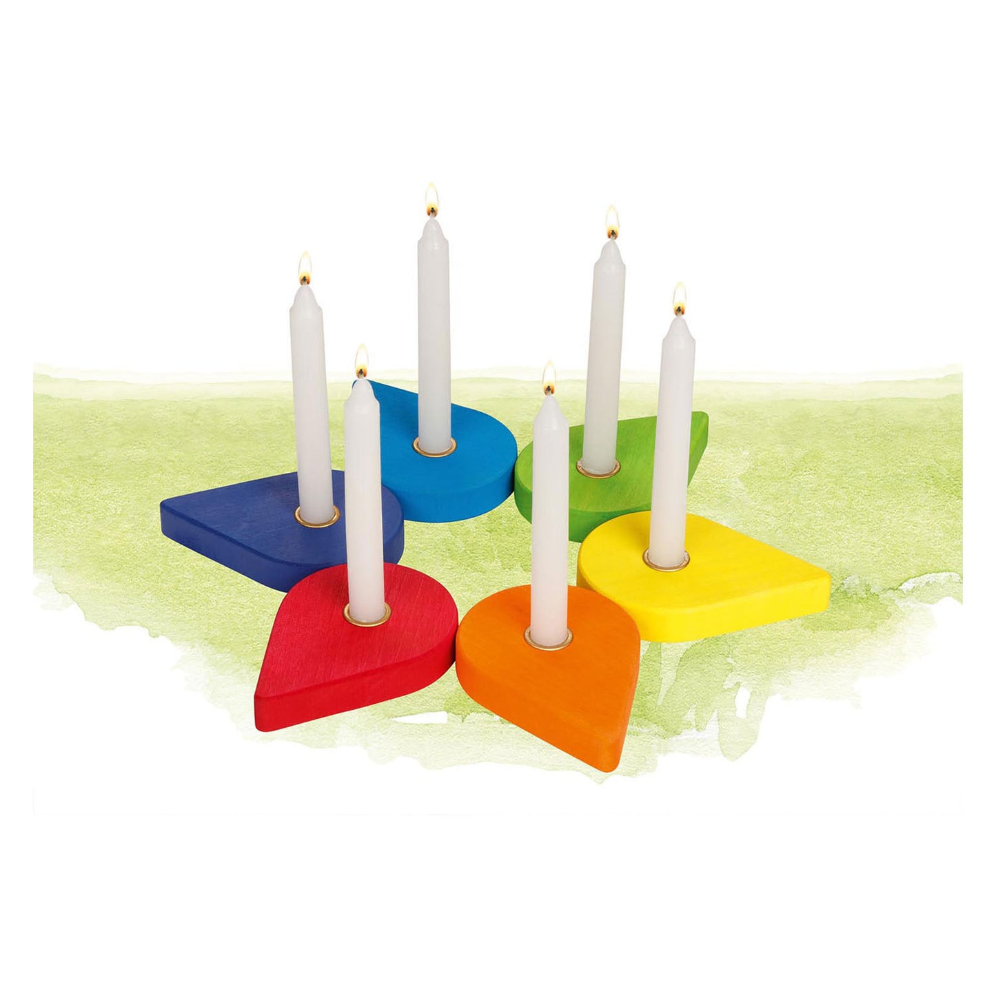 Goki Wooden Birthday Wreath Candlesticks, 6dlg.