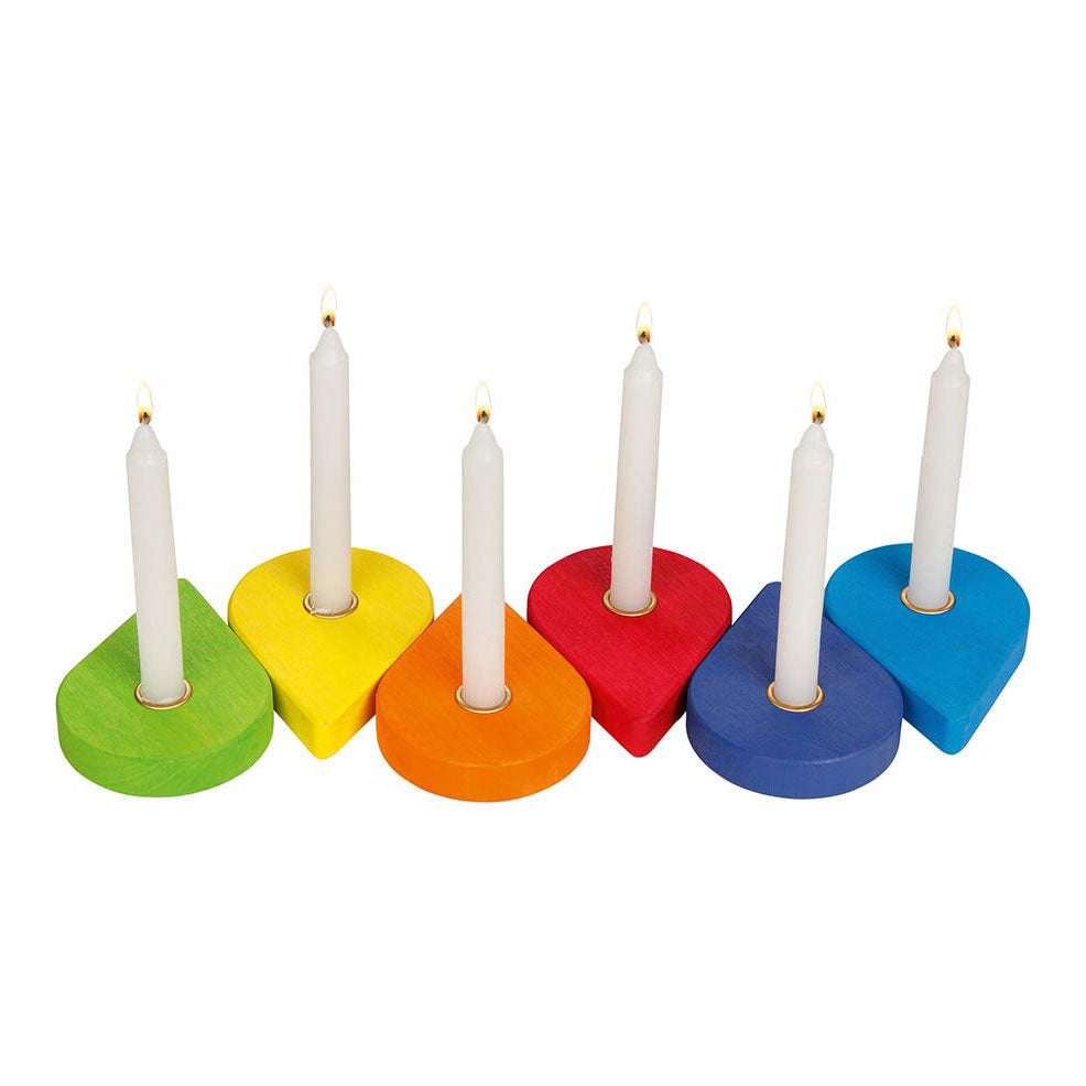 Goki Wooden Birthday Wreath Candlesticks, 6dlg.