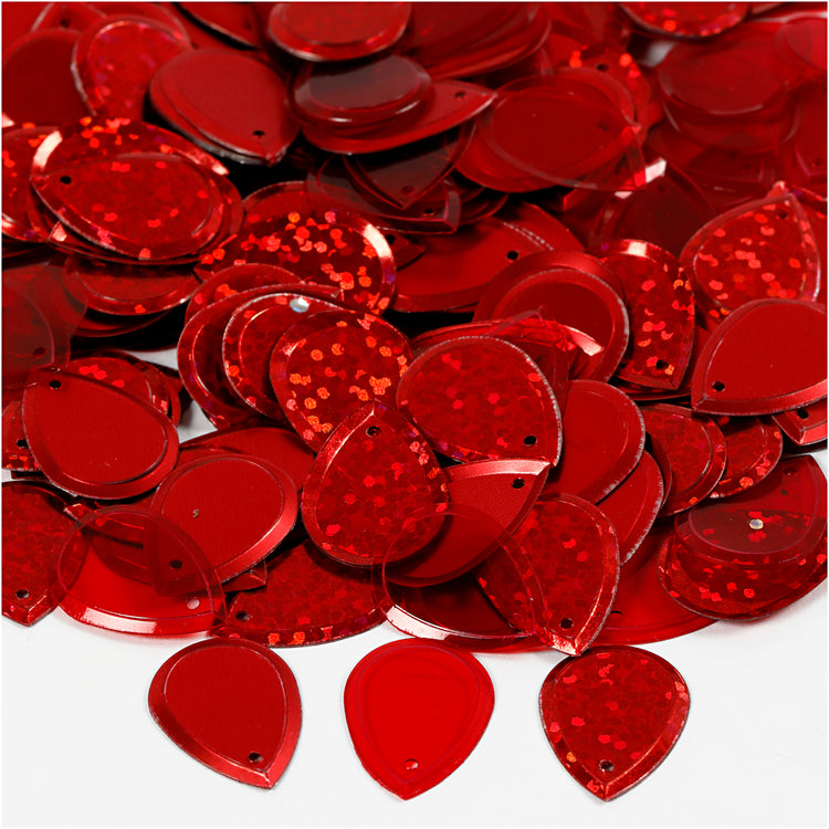 Creativ company paillettes, goutte, dim. 14x19 mm, rouge, 50 gr 1 boîte