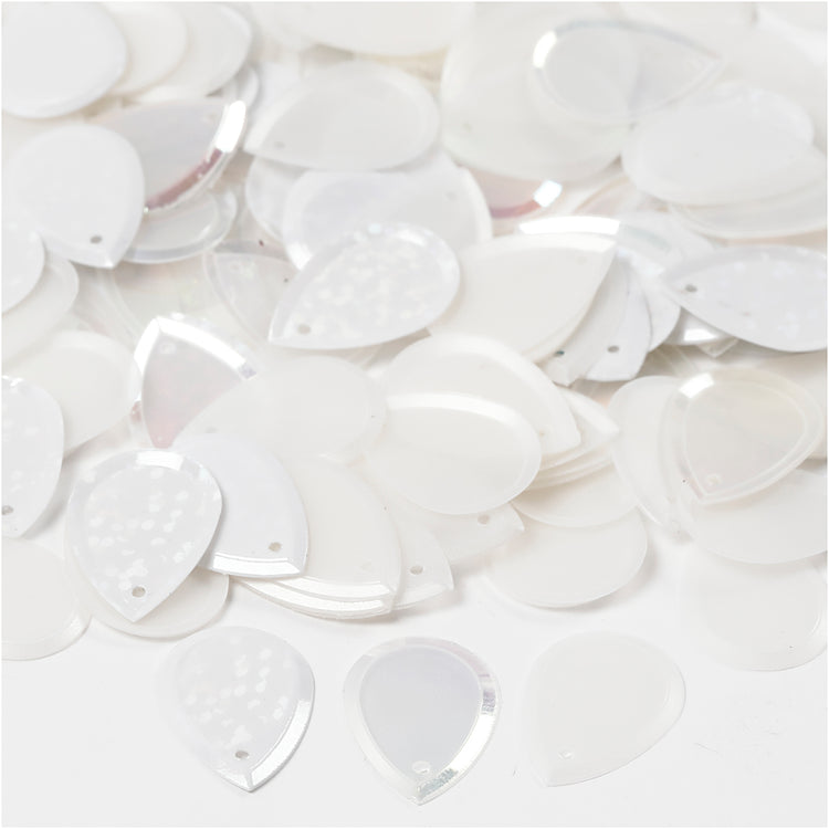 Creativ company paillettes, goutte, dim. 14x19 mm, blanc, 50 gr 1 boîte