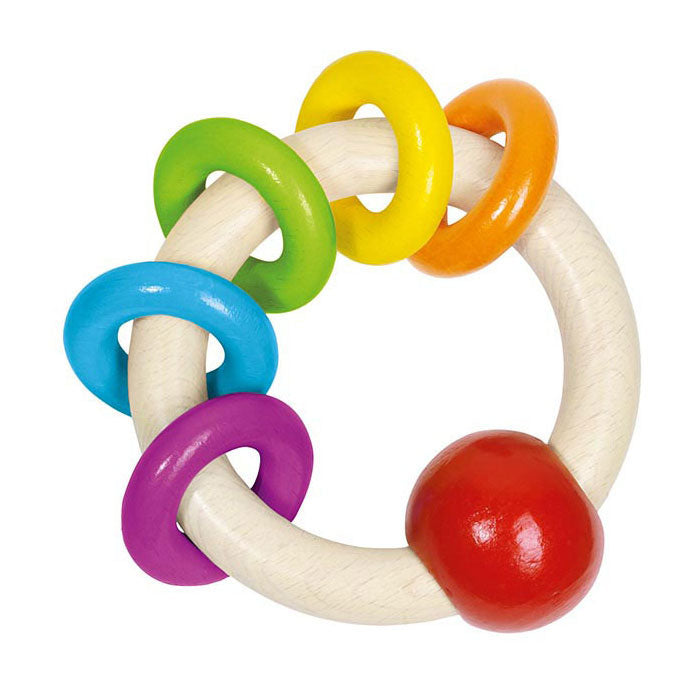 Goki en bois Gripping avec 5 anneaux arc-en-ciel