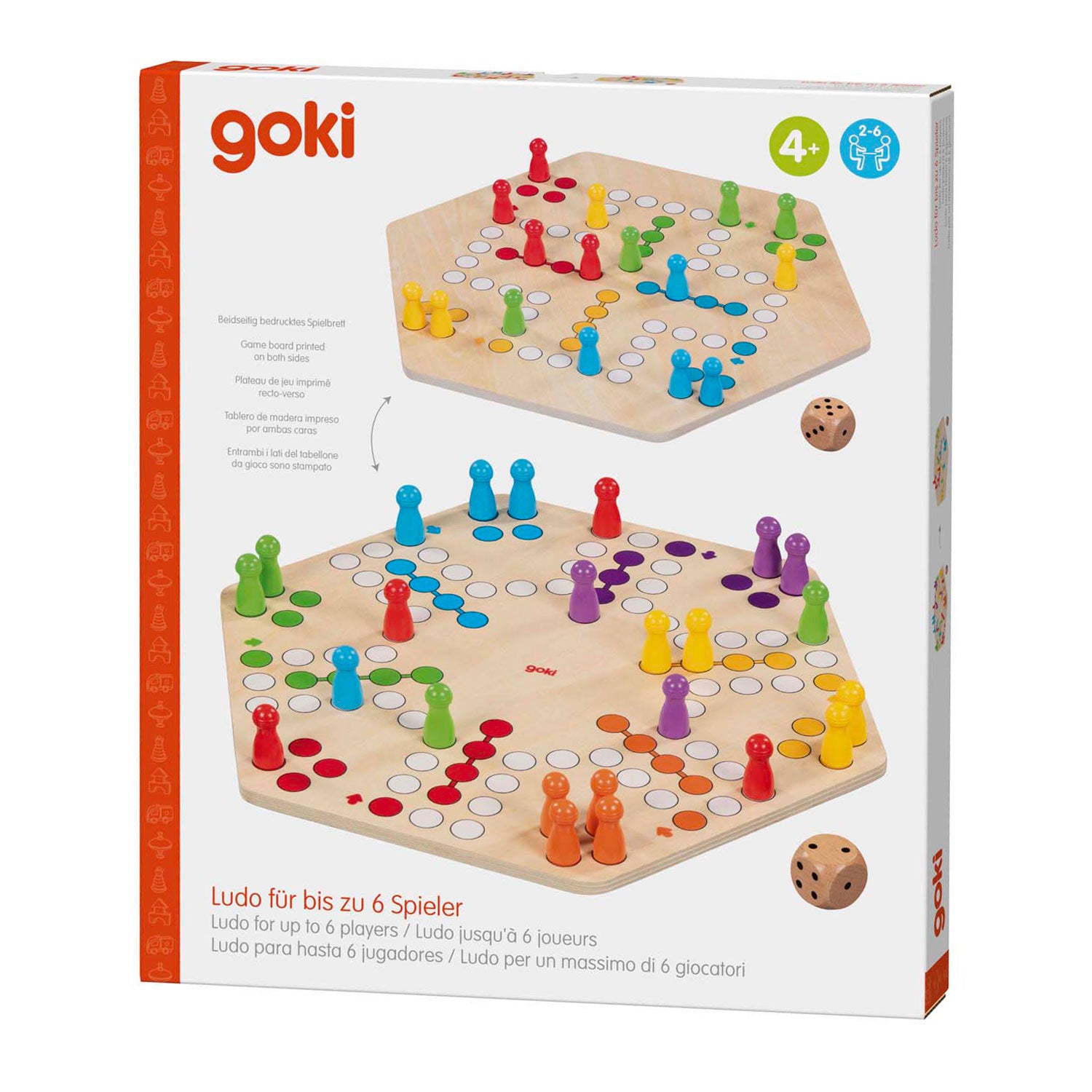 GOKI WOODEN LUDO GAME 6 Joueurs
