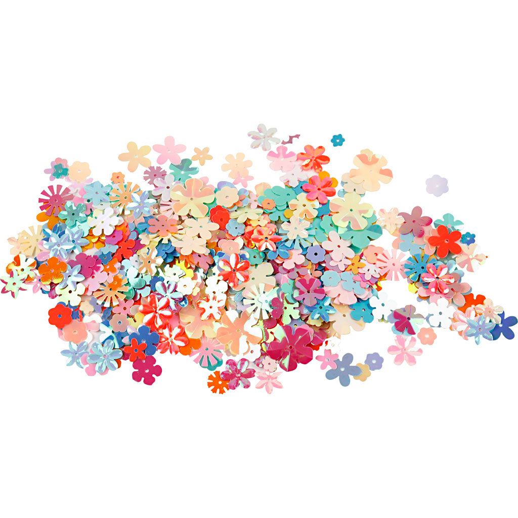 Paillettes Creativ Company, taille 6-20 mm, env. 9780 pièces, couleurs pastel, 250 gr 1 boîte