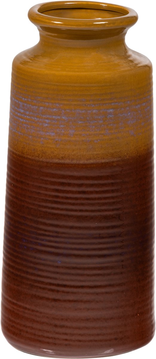 Vase décennies Woood xl ø17 cm - céramique - jaune marron - 38x17x17 cm